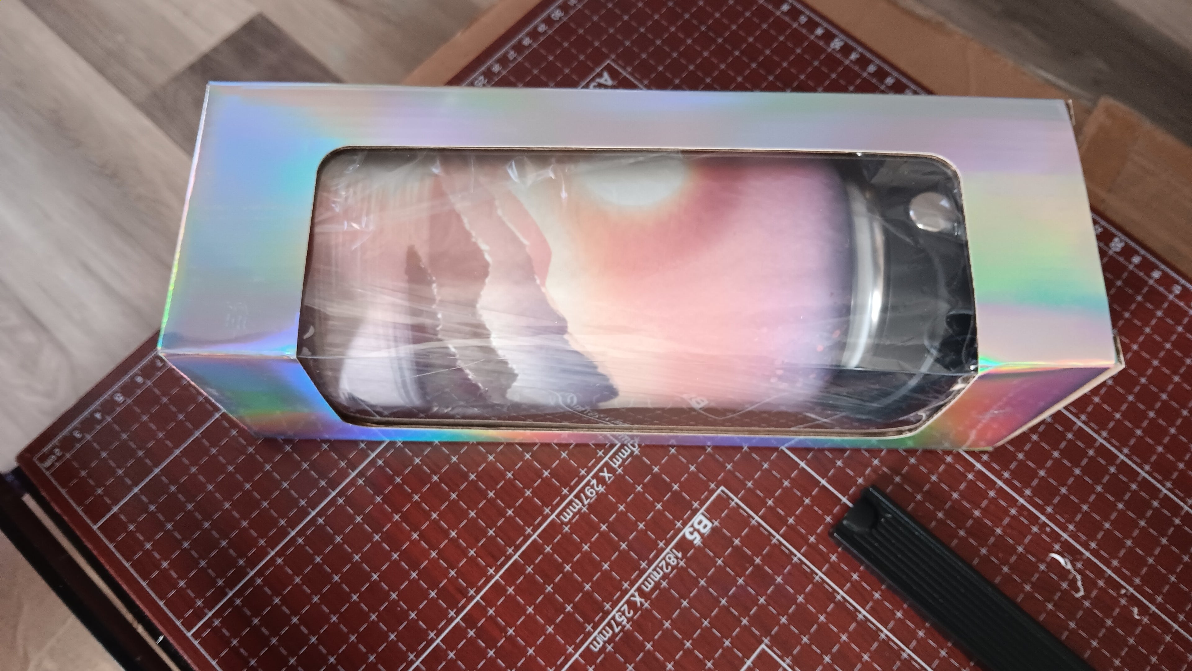 32 oz sunset themed Hydro Tumbler with a handle, pour spout, and closing straw